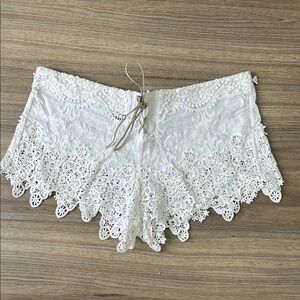 Eberjey White High Waist Lace Shorts